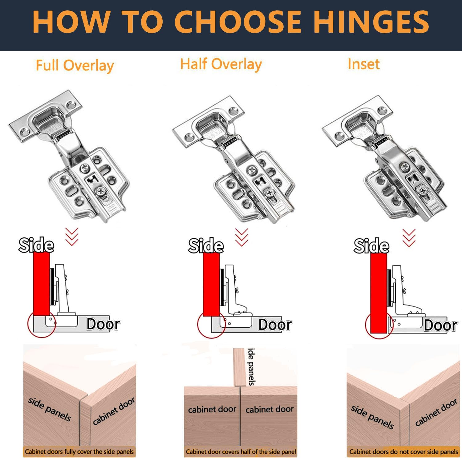 2 Charnières De Porte D'armoire En Acier Inoxydable Avec Amortisseur