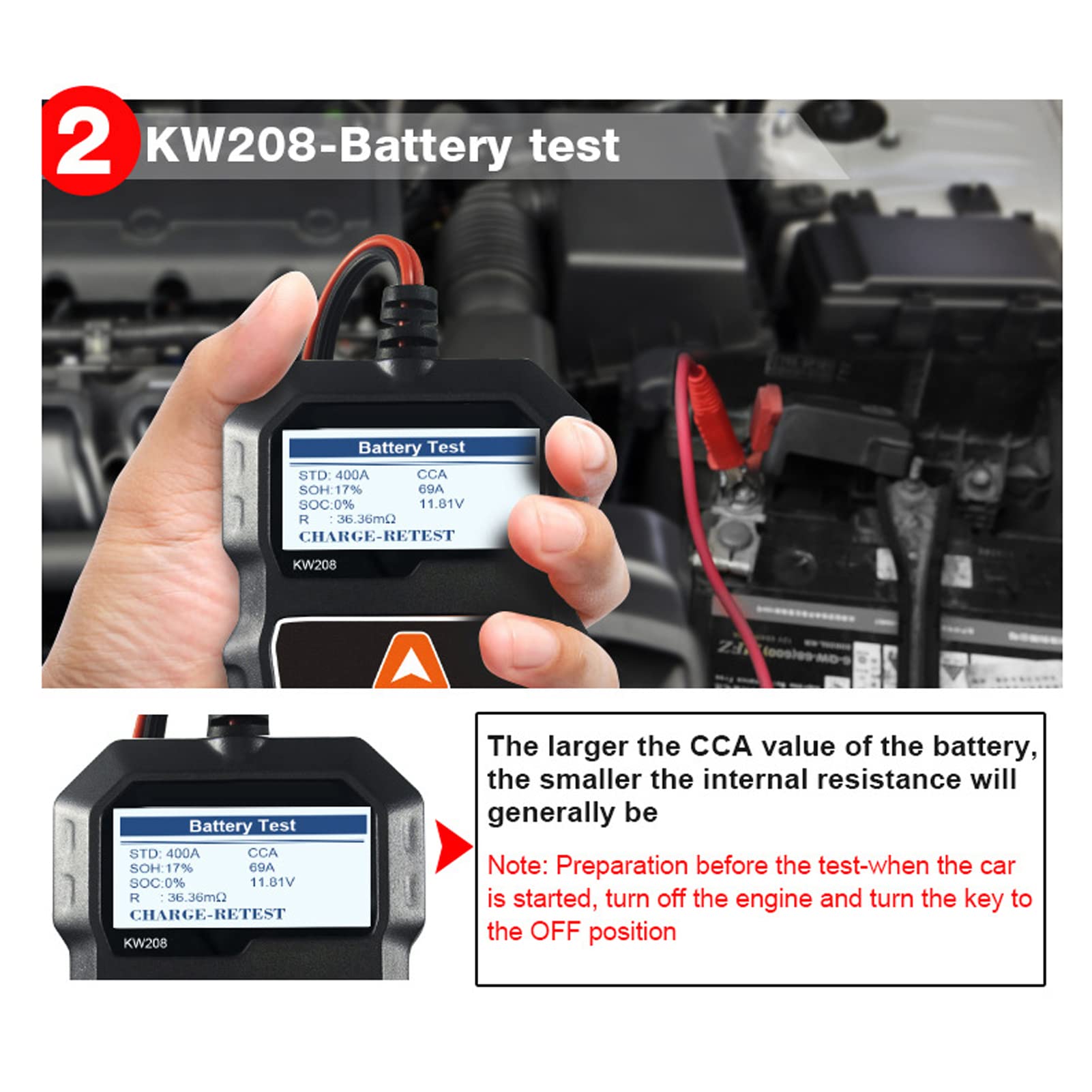Tester Akumulatora Samochodowego 12V 100-2000 CCA Tester Obciążenia Akumulatora Tester Alternatora Samochodowego Automatyczny Tester Systemu Rozruchu i ładowania Skaner Cyfrowy Analizator Alternatora