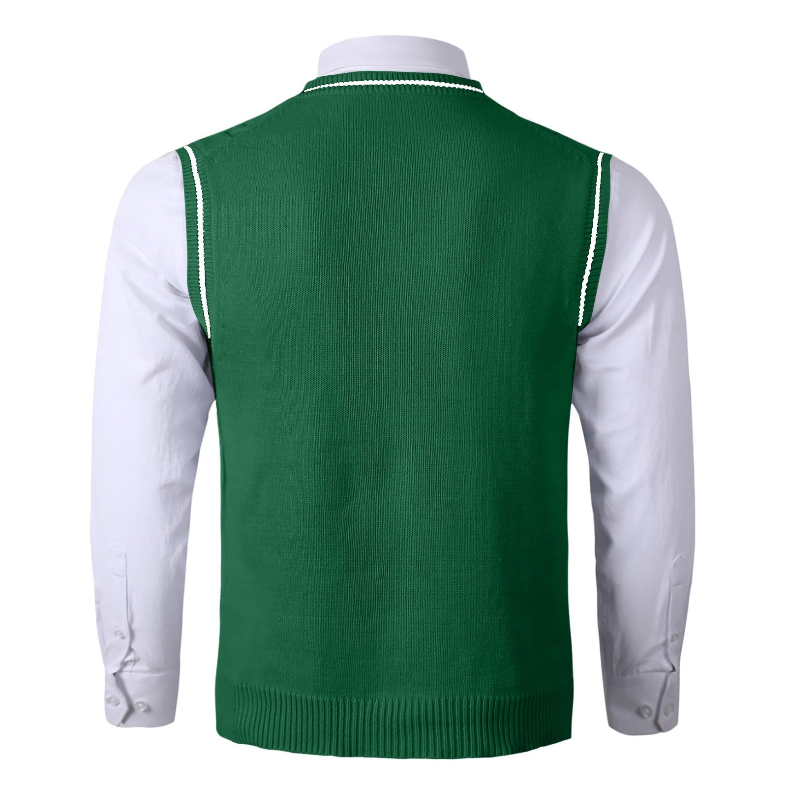 Gilet lavorato a maglia da uomo, scollo a V, senza maniche, con bottoni, maglione invernale, slim fit, lavorato a maglia, maglione spesso, per il tempo libero, motivo treccia, misto lana, per