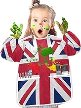 GuoChe Waterproof Kids Painting Apron with 2 pockets for Age 2-4 Kids Painting Apron Long Sleeve for Cooking Crafts Clay