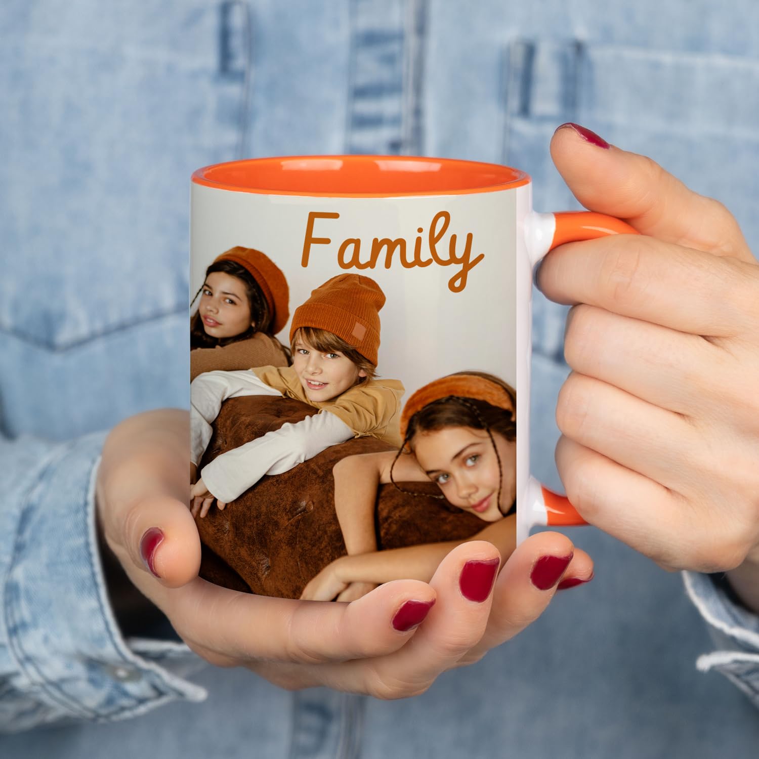 Wanapix | Taza Personalizada con Foto y Texto | Capacidad de 325ml | Taza de Cerámica con Diseño Único | Regalo para Amigos y Familiares | Apta para Microondas | Interior y Asa Color Rosa — view 9