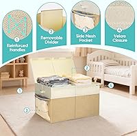 Vista 3 de BALEINE Fabric Storage Bins with Lid, Collapsible Extra Large Storage Boxes Bins Baskets with Divider for Home Organizing (25"x13"x16", Black)