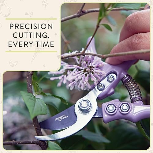Miniatura 2 de Modern Sprout Hand Pruners - Lightweight Pruning Shears W/Easy Lock- Gardening Scissors - Bypass Sharp Carbon Steel Blade - Rust Resistant - Garden