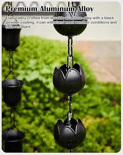 Miniatura 3 de EliteBloom Aluminum Rain Chains for Gutter, Rain Water Catching System Decoration, 2.4M 2.6M 3M Rain Chimes Rain Catcher Chain, Easy