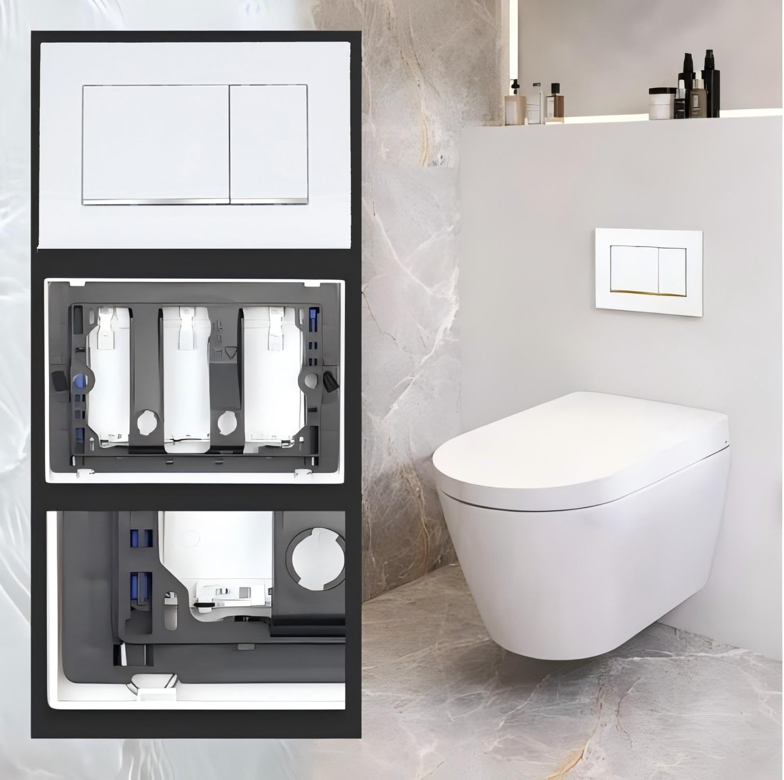 Piastra a pressione con set di rilascio del lavello, piastra a pressione WC compatibile con Geberit Sigma 30, plastica ABS per una maggiore durata e durata, facile installazione