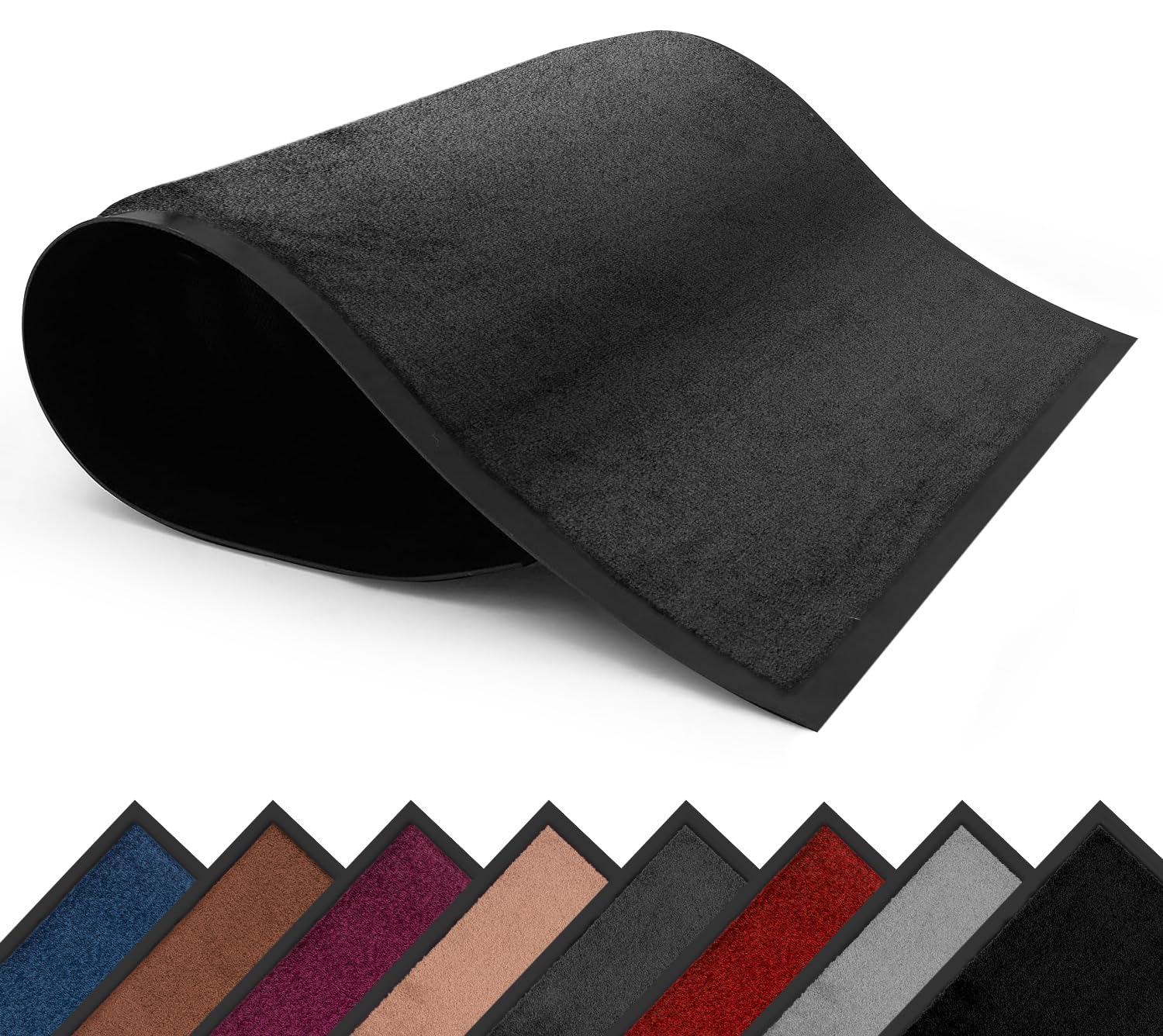FB FunkyBuys Washable Dirt Trapper Door Mats Indoor & Outdoor, Heavy Duty Non Slip Doormats, Rubber Backed Floor Mat, Super Absorbent Front Door Mat, Entrance Rug (Black-Plain, 40cm x 60cm) — view 27