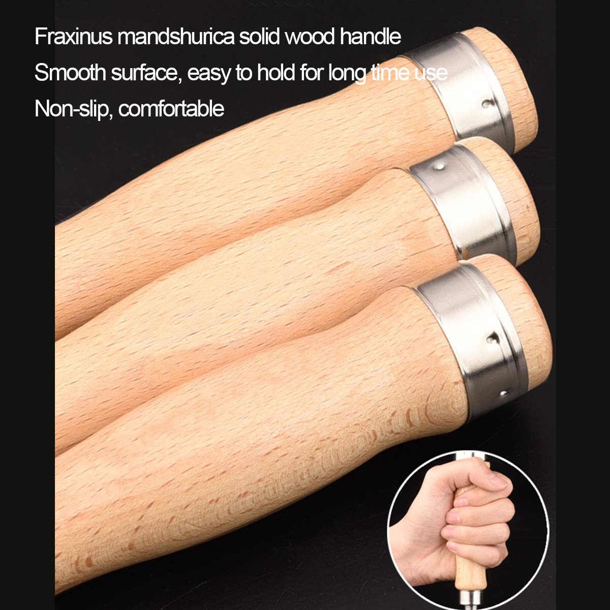 Juego De Cinceles Para Madera, Construcción Cr-V, Mangos De Madera Con Extremo De Martillo Para Carpintería, Tallado, Ancho Del Cabezal De Corte: 8 Mm, 14 Mm, 16 Mm, 18 Mm, 32 Mm, 38 Mm, Juego De 6 P
