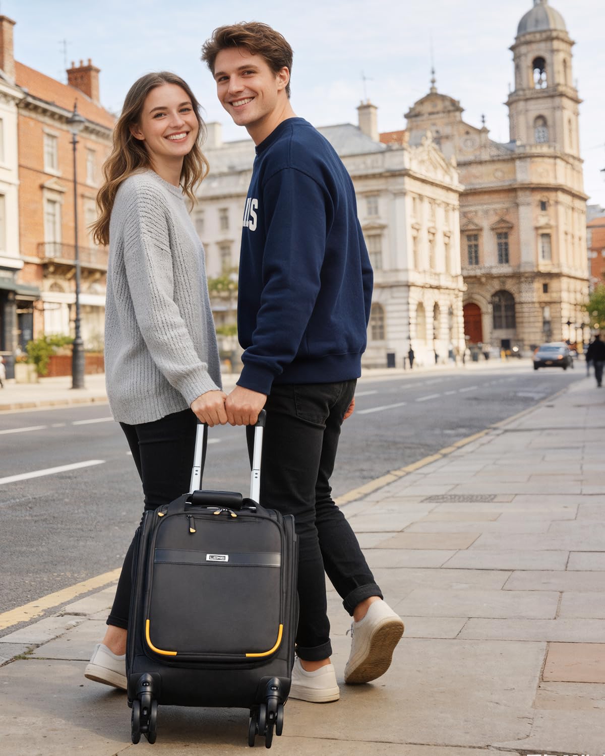 Rucksack mit Rollen, 15,6 Zoll Laptop Rucksack Trolley Leichter Reiserucksack & Business Trolley für Damen/Herren, Ideal als Handgepäck für Reise, Arbeit