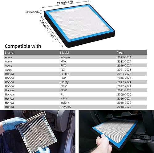 Miniatura 1 de CF11182 - Filtro de aire de cabina compatible con Honda Civic CR-V Odyssey Fit Acura RDX vehículos seleccionados que reemplaza