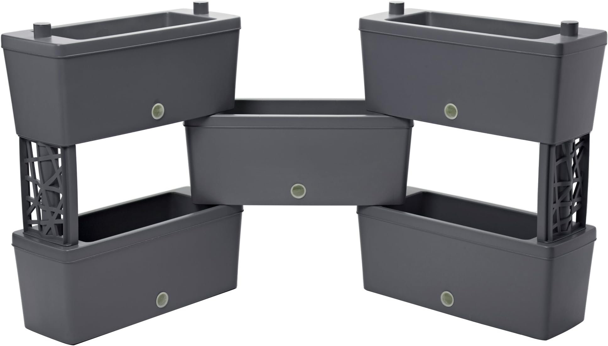 Brick Stack-N-Connect Rectangular Planter by Bama with Easy Irrigation System, 5-Piece Set, Ideal for Creating Decorative Vertical Gardens, Privacy Dividers and Flower Walls, 23x9x10 Inches (Gray)