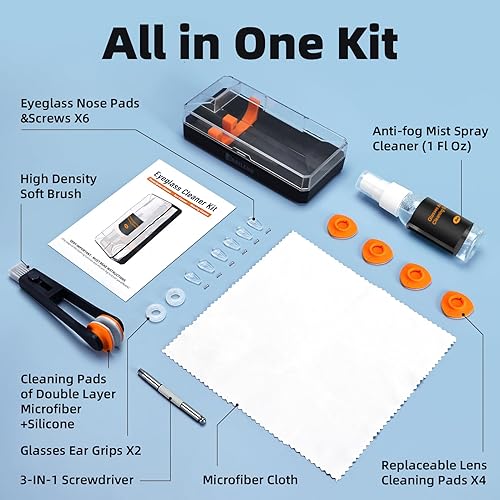 Miniatura 8 de Ordilend Kit limpiador de lentes para lentes de vidrio, kit de limpieza de lentes antivaho con paño de microfibra, kit de limpieza de lentes