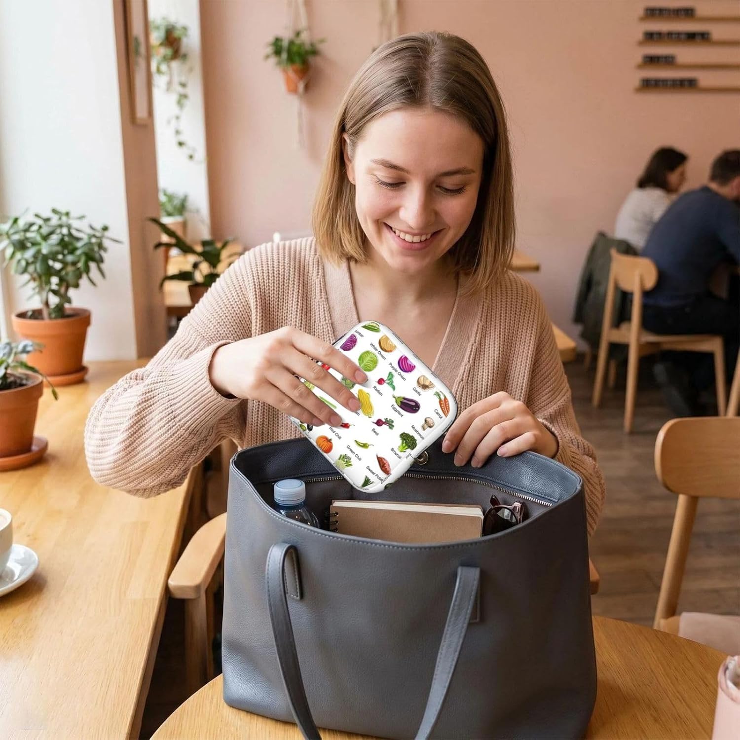 Introduction Of Various Vegetables Print Women Period Bag Sanitary Pouch Portable Pad Pouch Tampon Holder Small Zipper Pouch Storage Bag