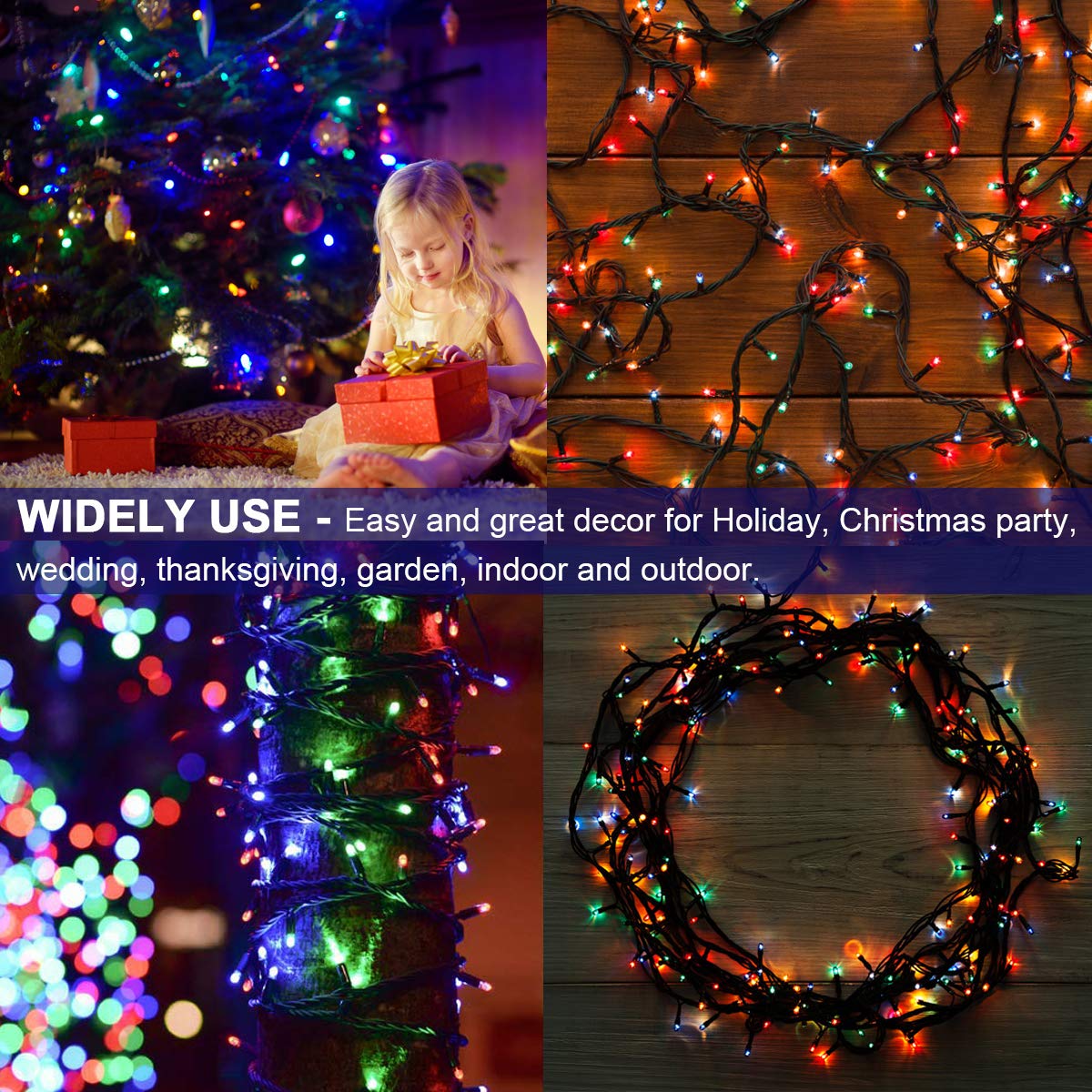 Decute 800LED 272ft Christmas String Lights UL Certified 8 Modes
