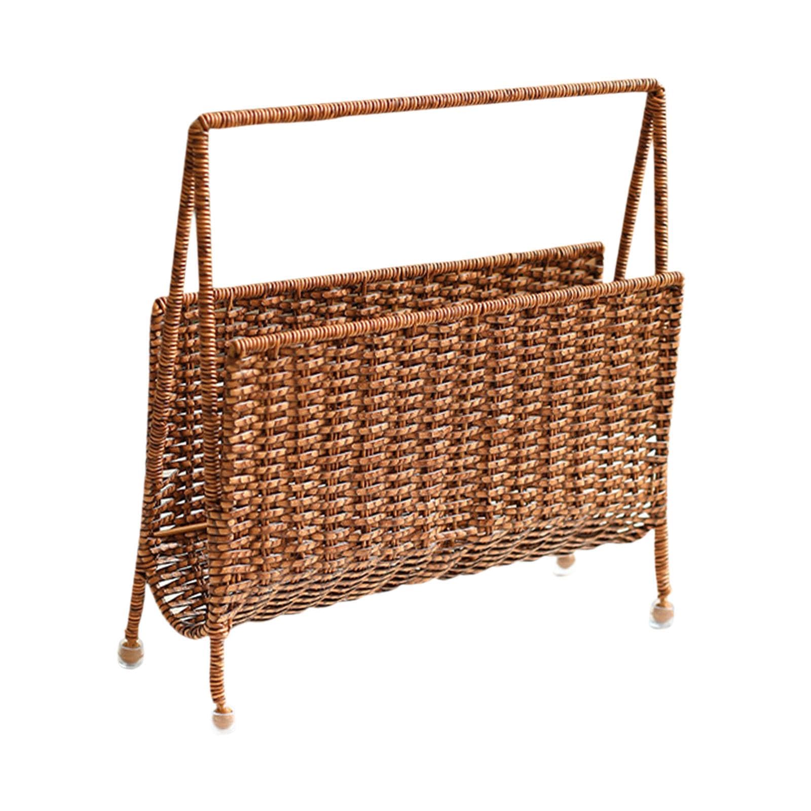 CALANDIS Books Magazine Rack Basket Standing Shelf Rattan Look for Nursery Home Decor | Magazine Racks | Home Organization | Household Supplies & Cleaning | Home & Garden-picture-27