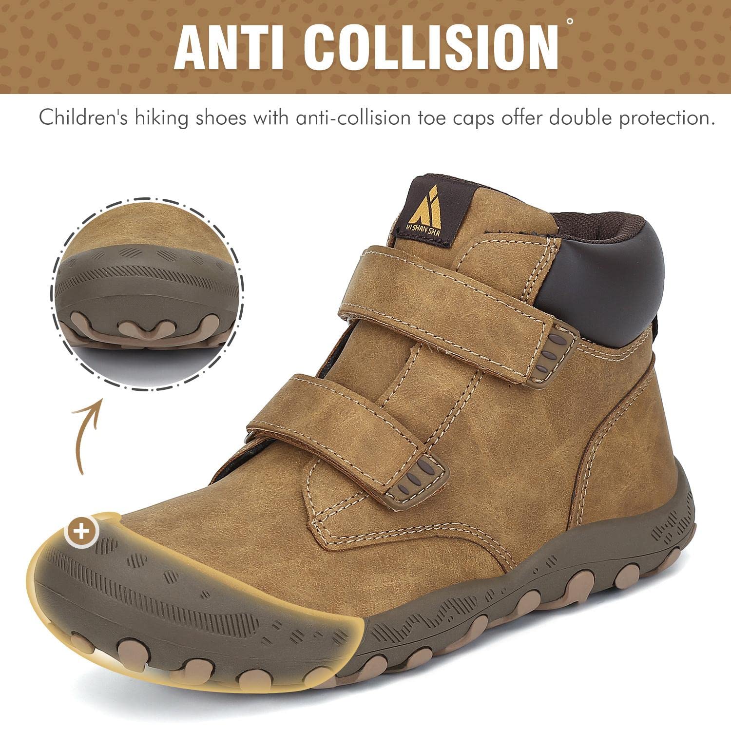 Mishansha Chaussures de Randonné Enfants Légères Bottes de Trekking Antidérapantes Respirant Chaussures de Marche pour Garçon et Fille, Brun Cacahuète, 31 EU