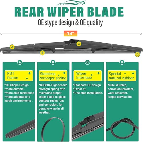 Miniatura 4 de Escobillas limpiaparabrisas de 24", 18", 14" para Mazda CX5 CX9 CX-5 CX-9 2017 2018 2019 2020 2021 2022 2023 2024 2025 OEM de repuesto premium para