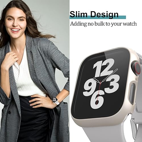 Miniatura 6 de HASDON Paquete de 12 Funda compatible con Apple Watch Series 9 8 7 de 41 mm con protector de pantalla de vidrio templado, cubierta protectora de