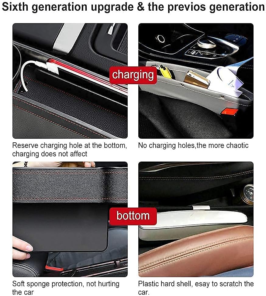 Car Seat Gap Filler, 2 Pack Multifunctional Car Seat Organizer with Cup Holder, Car Console Side Organizer for Cellphones, Wallets, Keys, Coin, Cards, Sunglasses, Passenger Side & Driver Side - Black : Automotive
