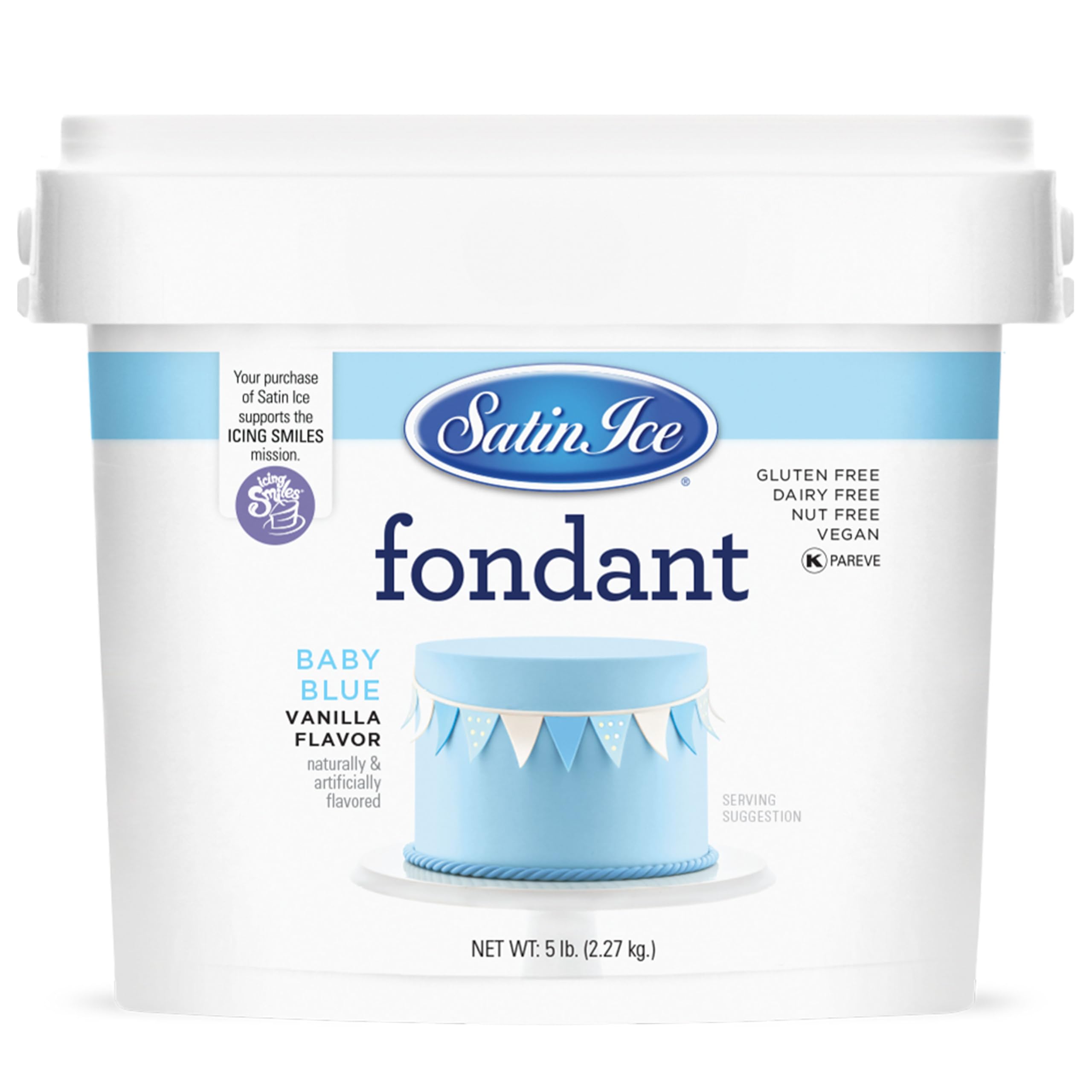 Satin Ice Baby Blue Fondant, Vanilla, 5 Pounds