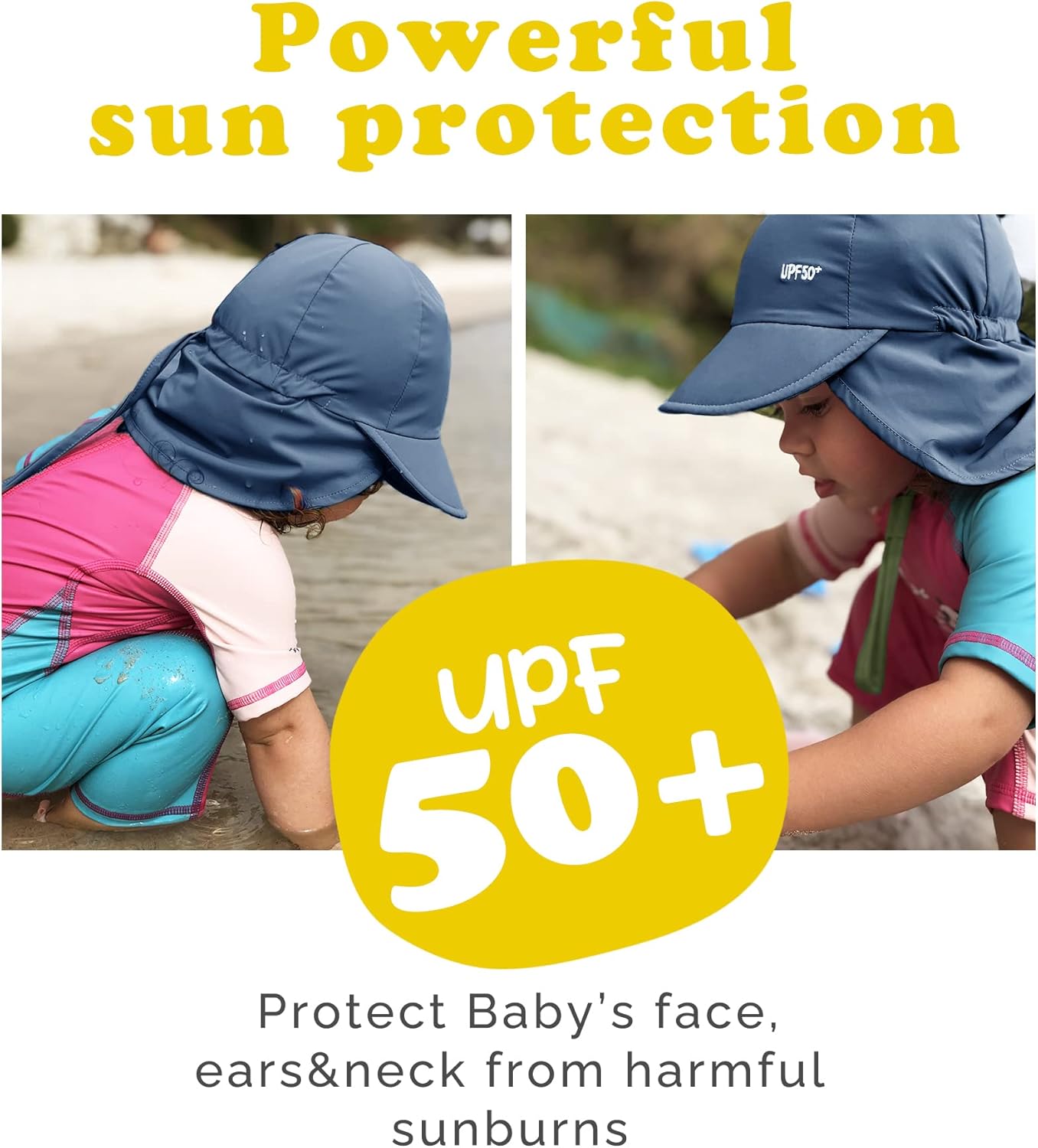 FURTALK Baby Sun Hat with Neck Flap UPF 50+ Adjustable Baby Boys Girls Summer Beach Hat for Traveling Swim Hat - Image 2