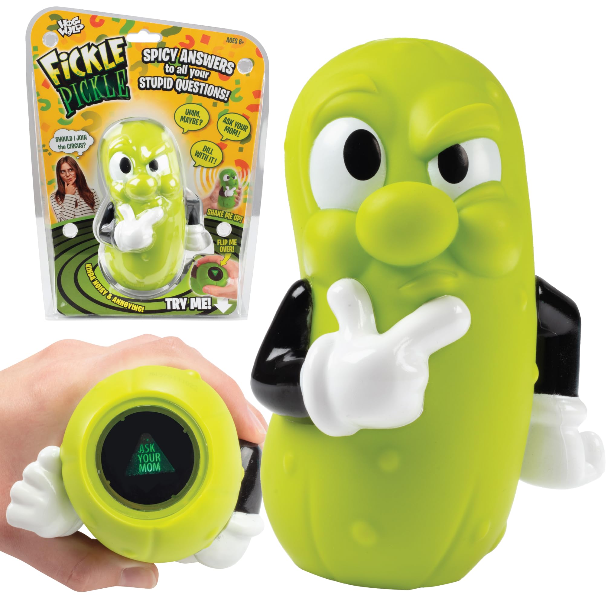 Hog Wild Fickle Pickle - Spicy Answer Shake, Fun & Quirky Response Generator - Interactive Entertainment for Kids & Adults, Unique Decision-Making Gift Idea - for Ages 6+