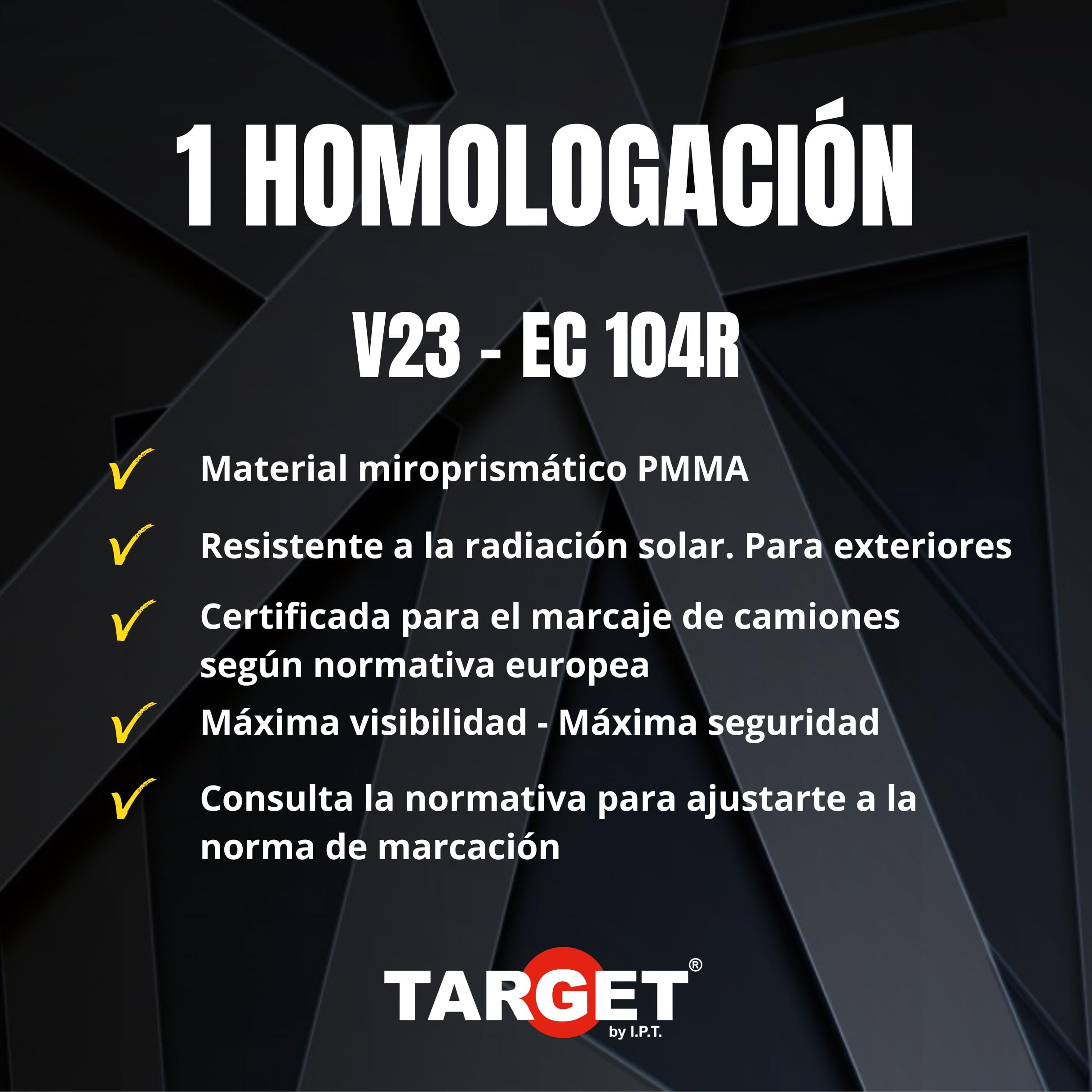 TARGET - Cinta Reflectante Homologada para Camiones - Certificación Norma EC 104R - V23 - Marcaje y Señalización (CONTINUA, ROJO)