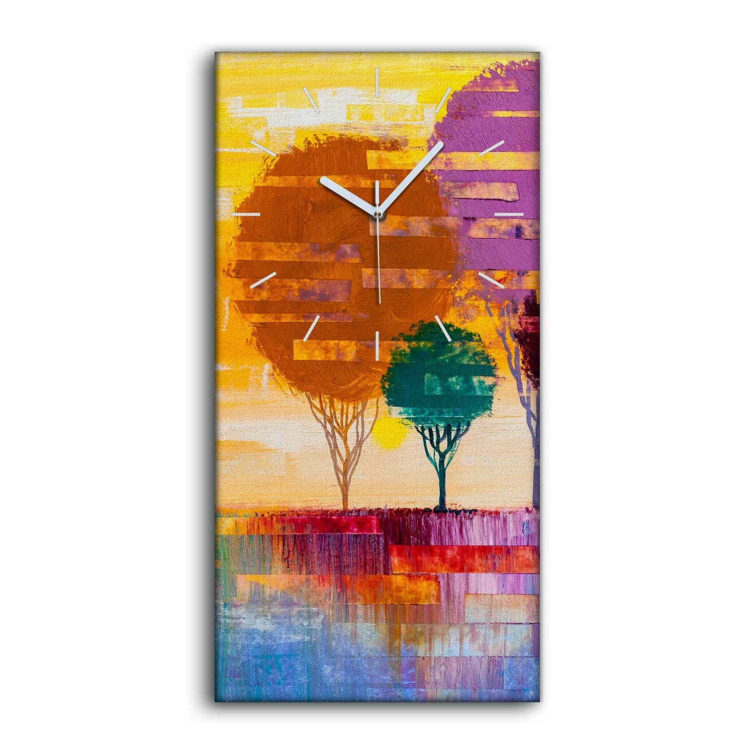 Horloge sur Toile Peinture d'Arbres Contemporains Art Moderne Premium