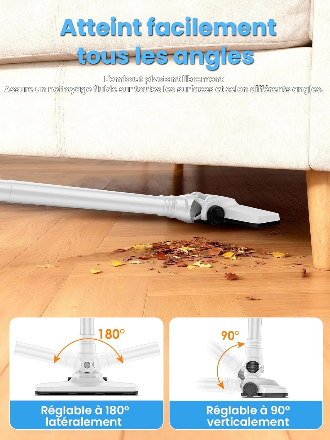 VersLife S6 Aspirateur Balai sans Fil 2-en-1 avec Tube d'Extension, Multifonction, Plusieurs Embouts, Charge USB-C, Filtre HEPA, Filtration Multiple, pour Sols en Bois/Canapés/Voiture
