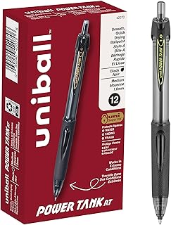 uniball Power Tank RT Ballpoint Pens, Medium Point (1.0mm), Black, 12 Pack