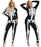 Halloween Skeleton Sexy Bodysuits for Women's, Form Fitting & Flattering & Double Sided Skeleton Costume