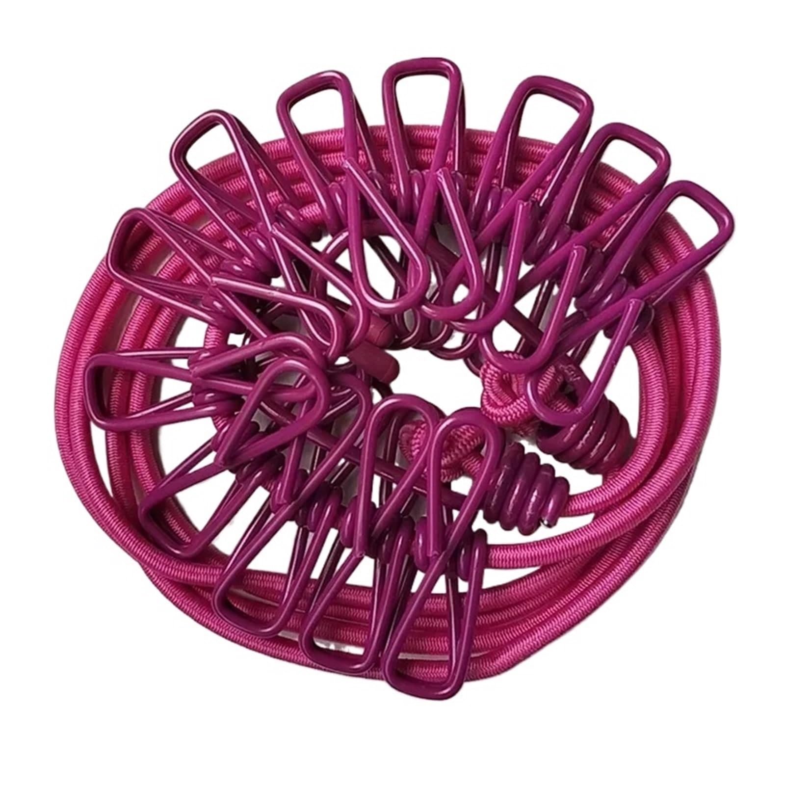 Clothesline Portable With 12 Clips Elastic Retractable Laundry Drying Rope Clothes Hanging Line For Outdoor for cloths