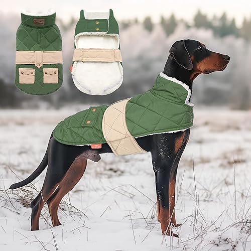 KYEESE - Chaqueta para perro con agujero para correa, chaleco para perro con vellón para el invierno resistente al viento, capas para clima frío,