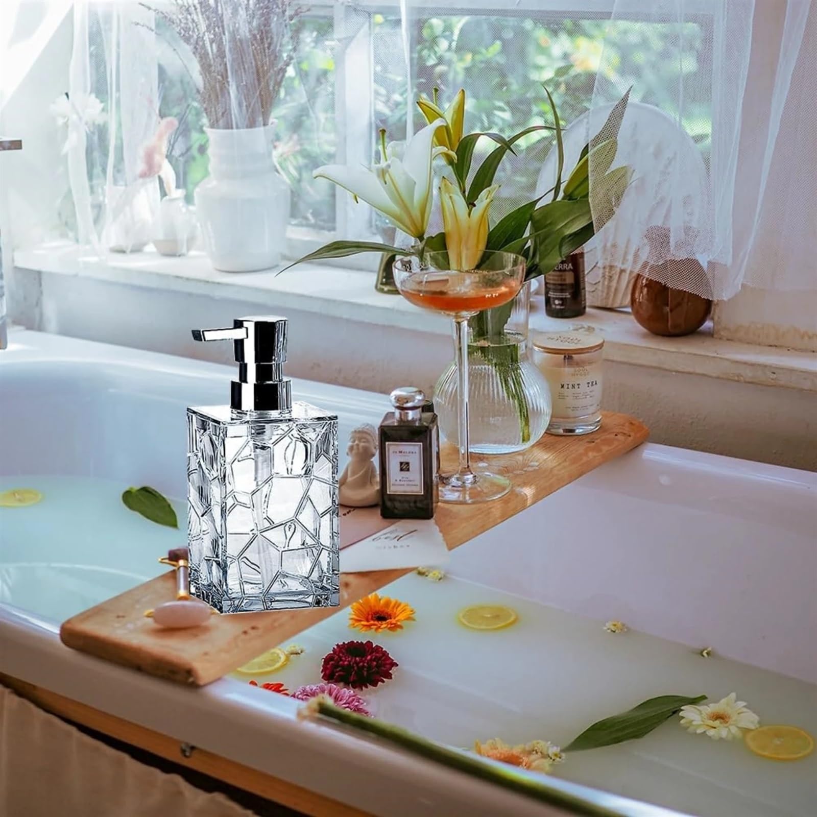 Set De Accesorios De Baño Juego de Accesorios de baño Blanco de 5 Piezas, con dispensador de loción, jabonera, Vaso, Soporte for Cepillo de Dientes y Juego de escobilla de baño