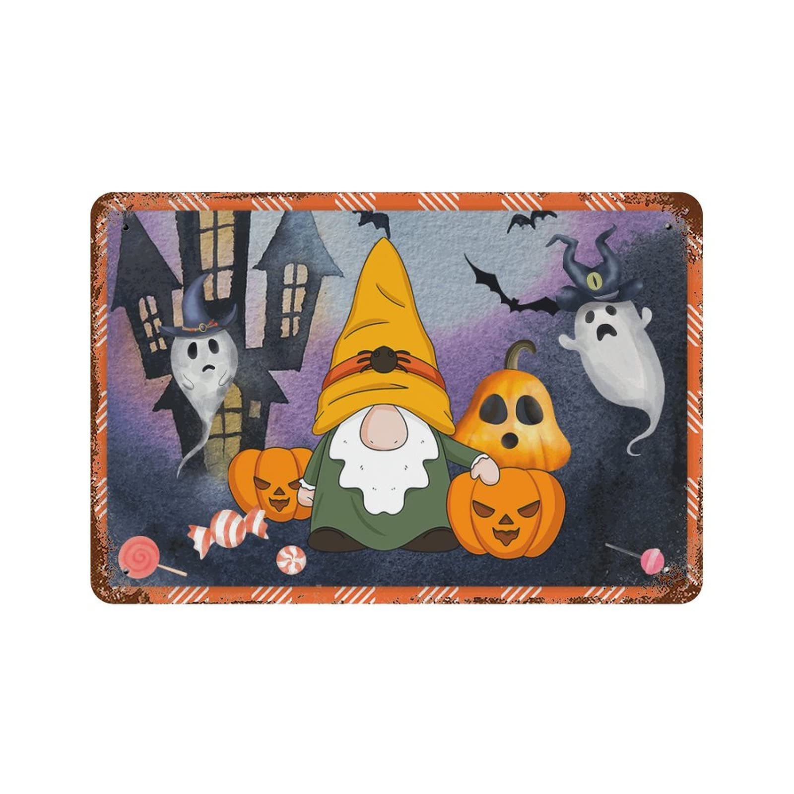 Panneau Happy Halloween nain citrouille pour décorer votre entrée accueillante