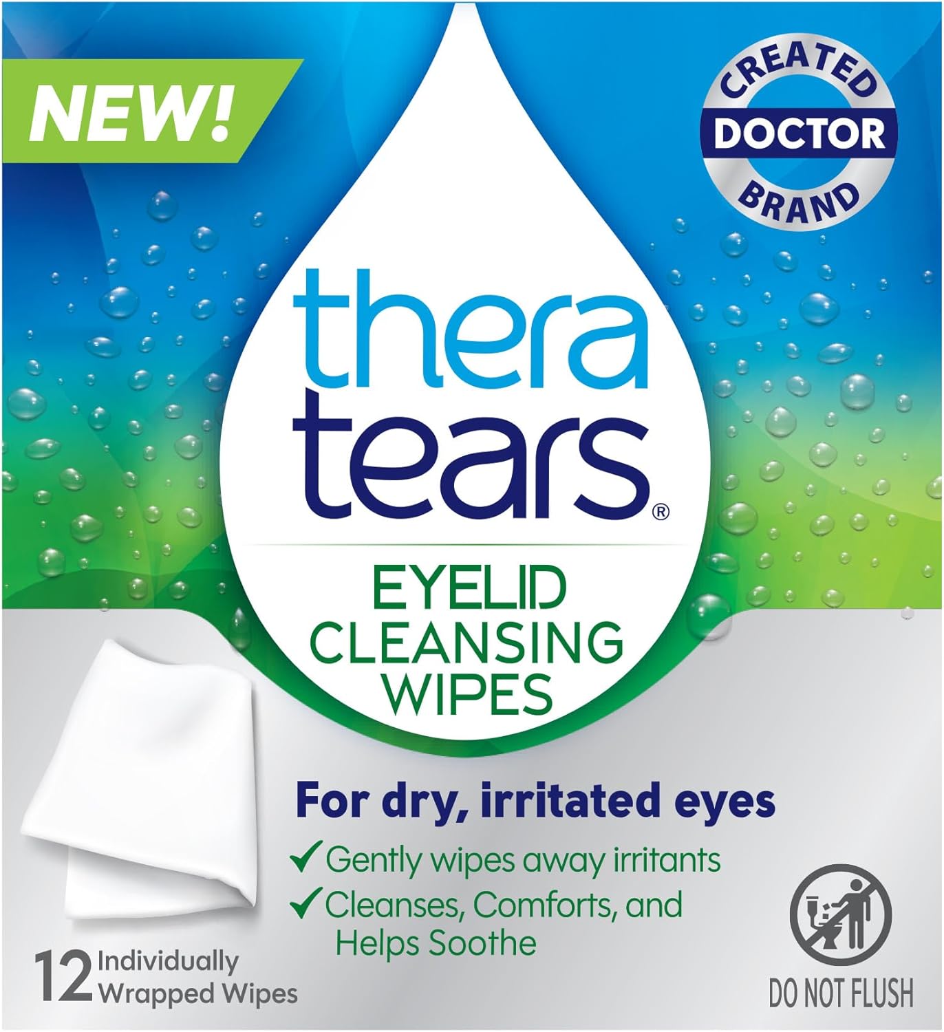 TheraTears Eyelid Cleansing Wipes – 12 Individually Wrapped Wipes with Cucumber Extract, for Daily Cleaning of Eye Lashes & Lids
