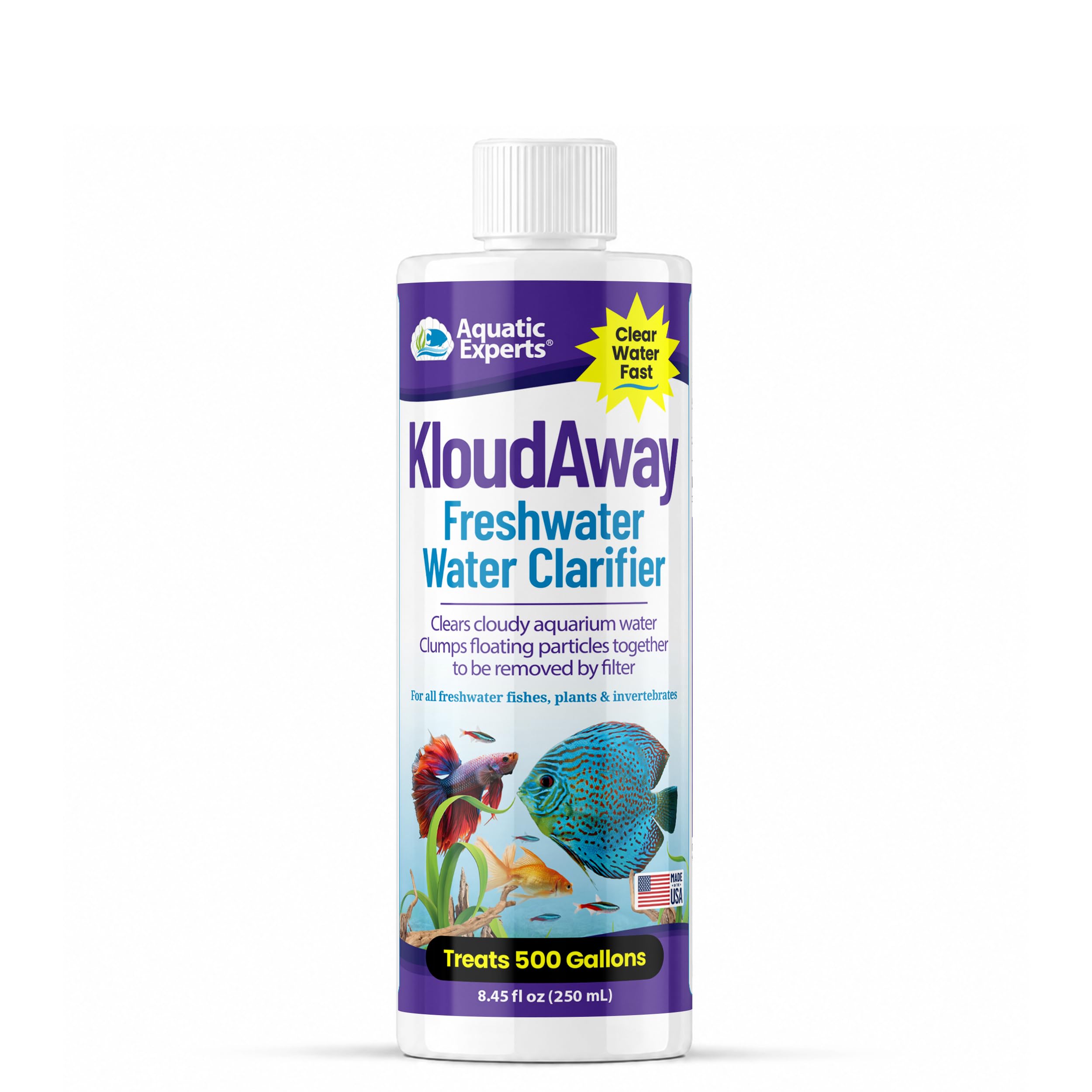 KloudAway Süßwasser-Aquarium-Wasserklärer – reinigt trübes Wasser, Wasserklärer für Aquarien, hergestellt in den USA Aquatic Experts