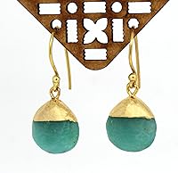 Vista 41 de Gempires - Pendiente de gancho de pera natural, pendiente de meditación, joyería hecha a mano, regalo para ella Yaxaite