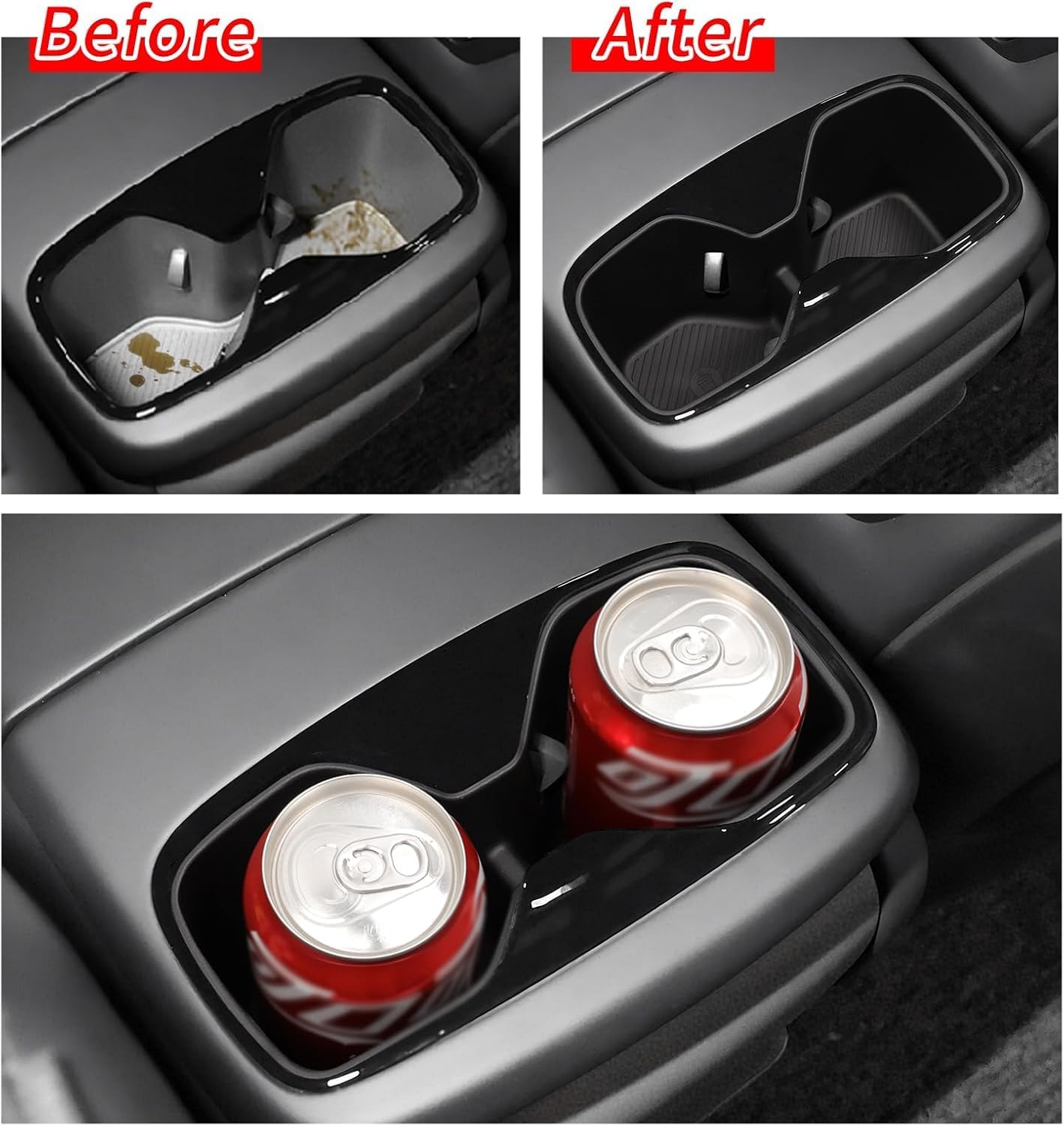 smabee for Kia EV9 2024 2025 2026 3PCS Center Console Cup Holder Insert Rear Center Console Cup Holder Center Console Organizer Accessories (Only for Land AWD, GT-Line AWD)
