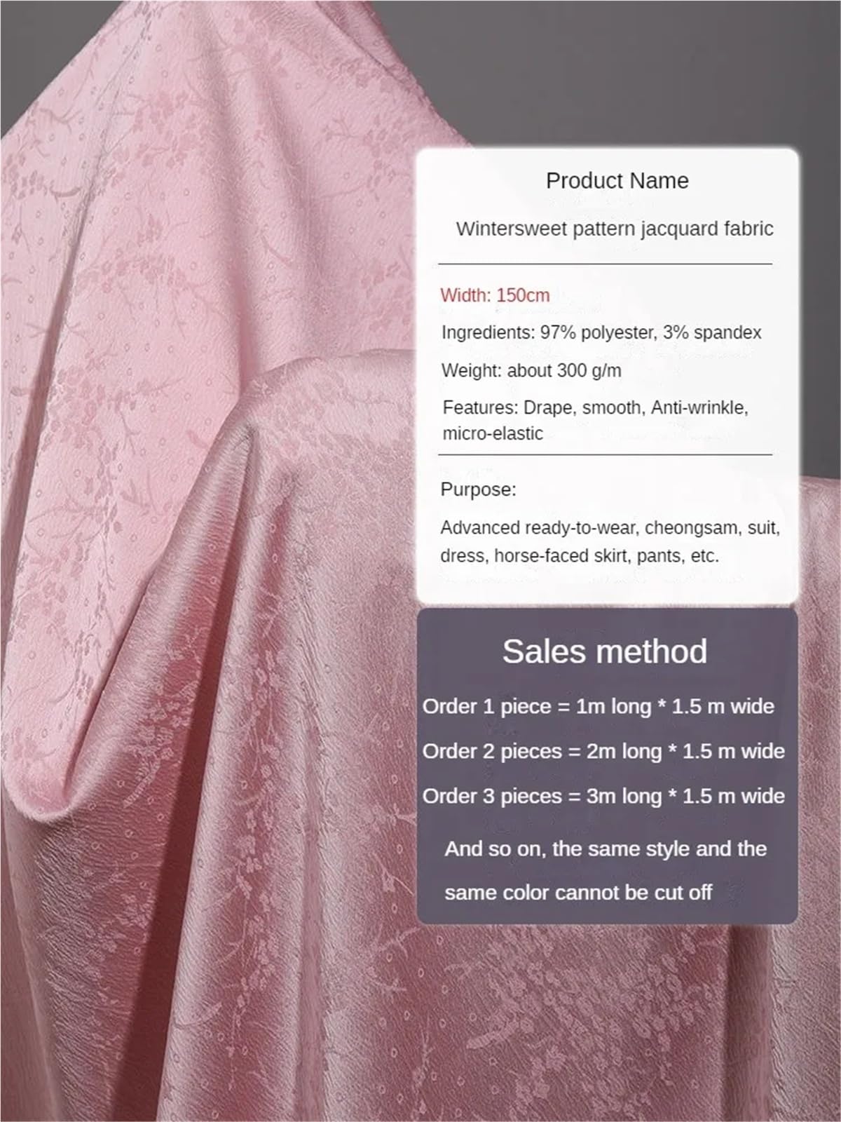 Polyester-Chiffon, Jacquardstoff mit Blumenmuster, 100 cm x 150(Orange)