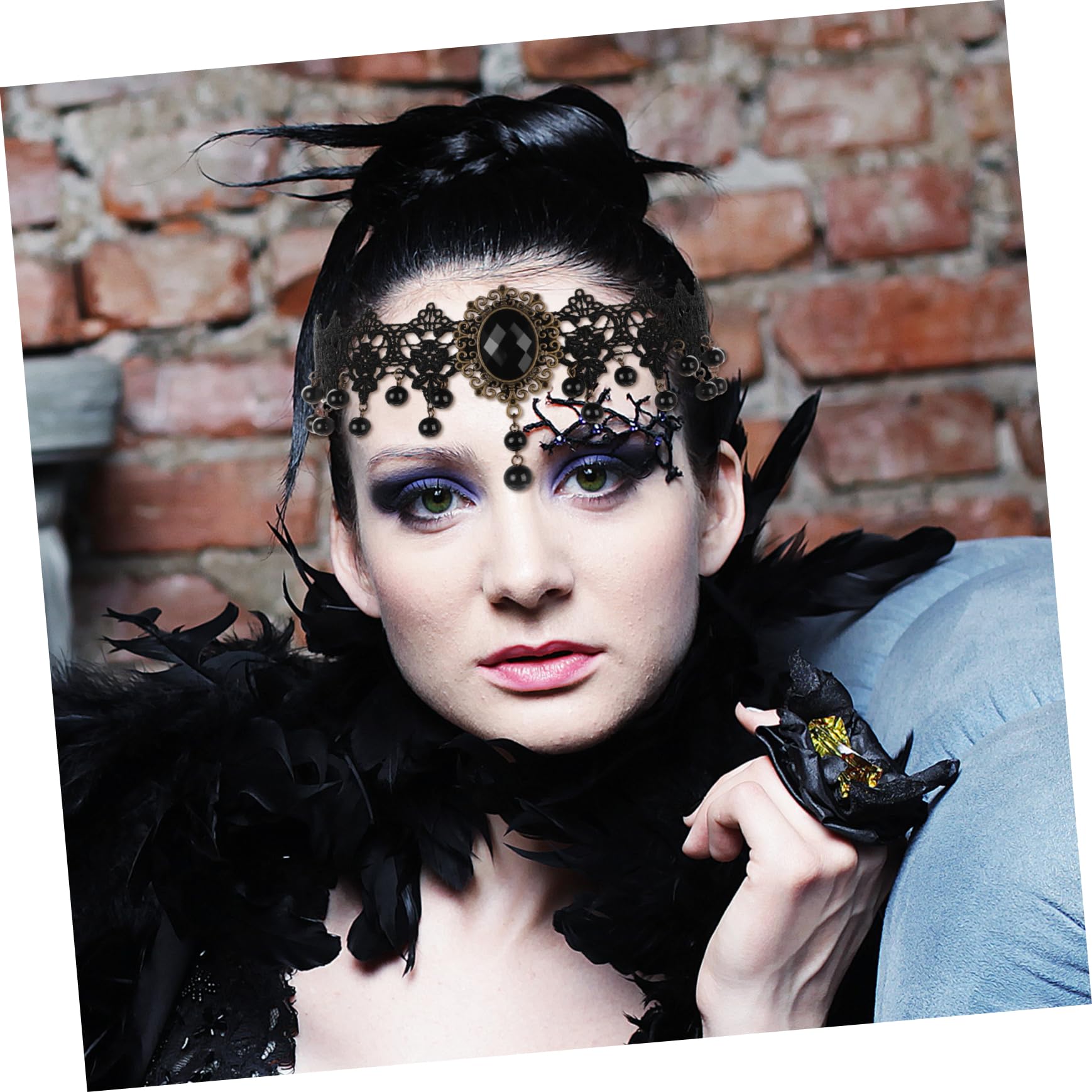 Healeved 4 Stück Gothic Lace Choker mit Kristallanhänger und Teardrop Design Halloween Accessoire für Damen für Maskenbälle und Besondere Anlässe