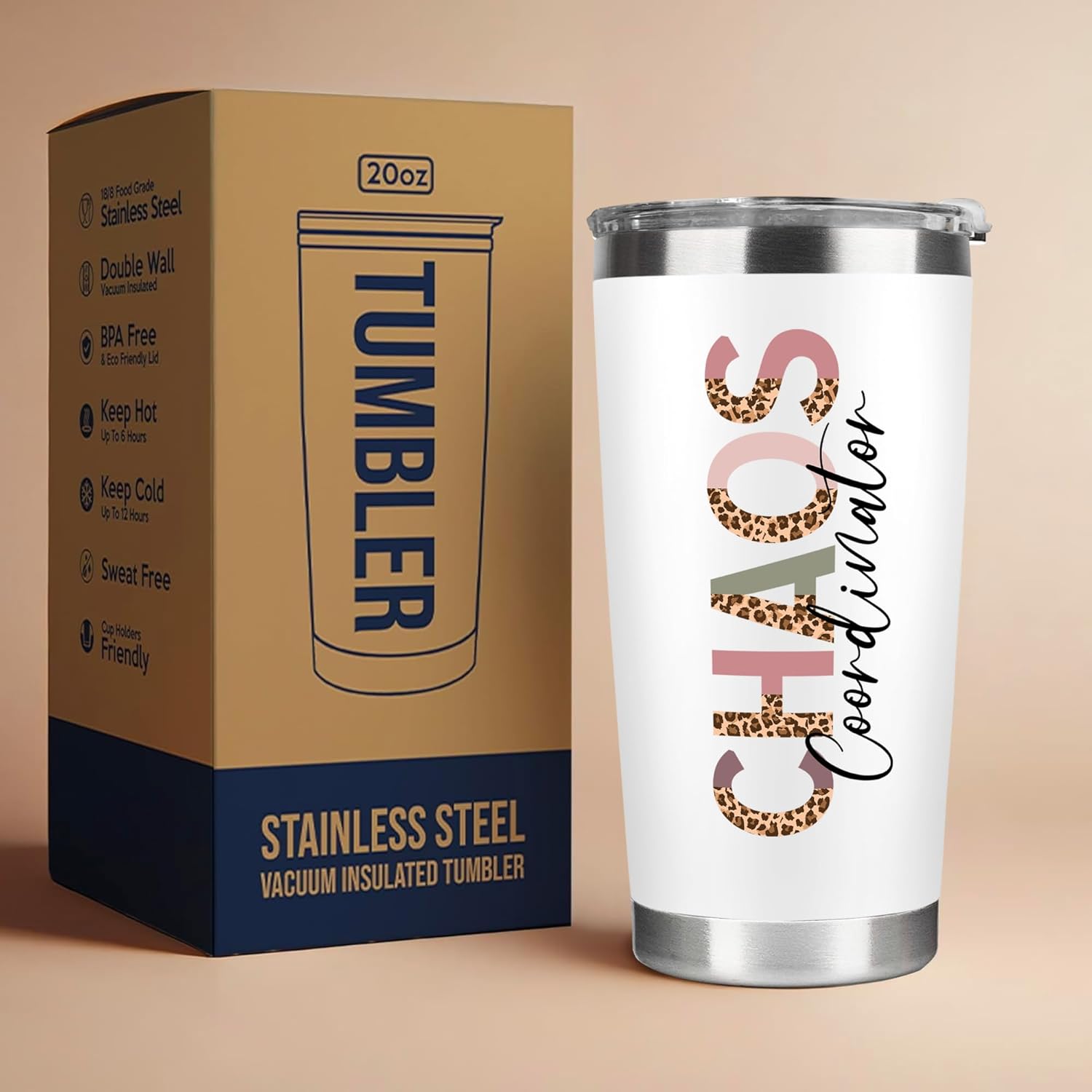 Thank You Gifts for Women, Boss, Coworker, Manager, Office, Assistant, Teacher, Nurse, Mom - Chaos Coordinator Gifts - Boss Lady Gift Ideas for Women - 20 Oz Tumbler with Lid - Image 6