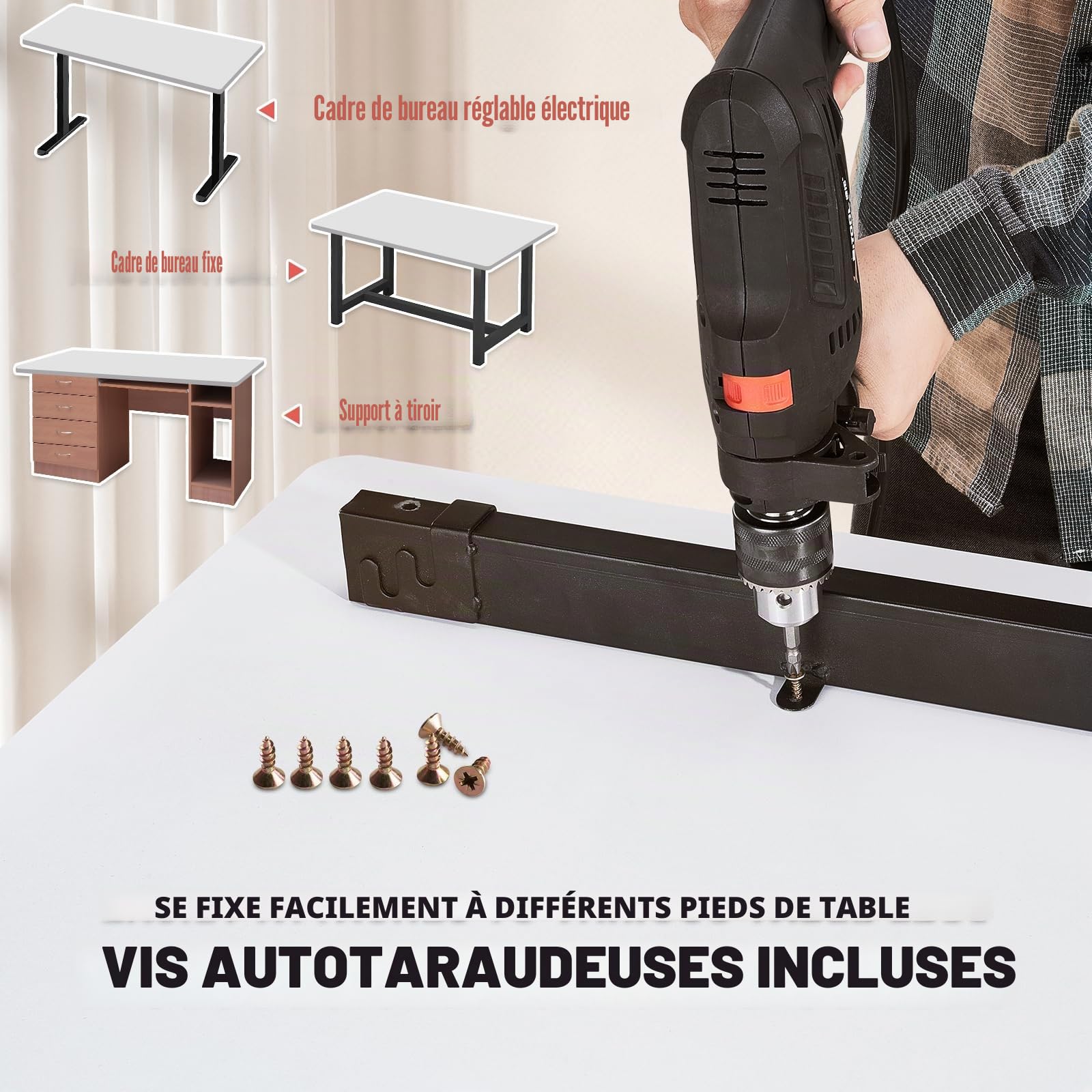 VEVOR Dessus de table, 139,7 x 71,1 x 2,5 cm, capacité de charge de 100 kg, bureau universel en panneau de particules pour bureau électrique réglable en hauteur, comptoir rectangulaire pour maison et