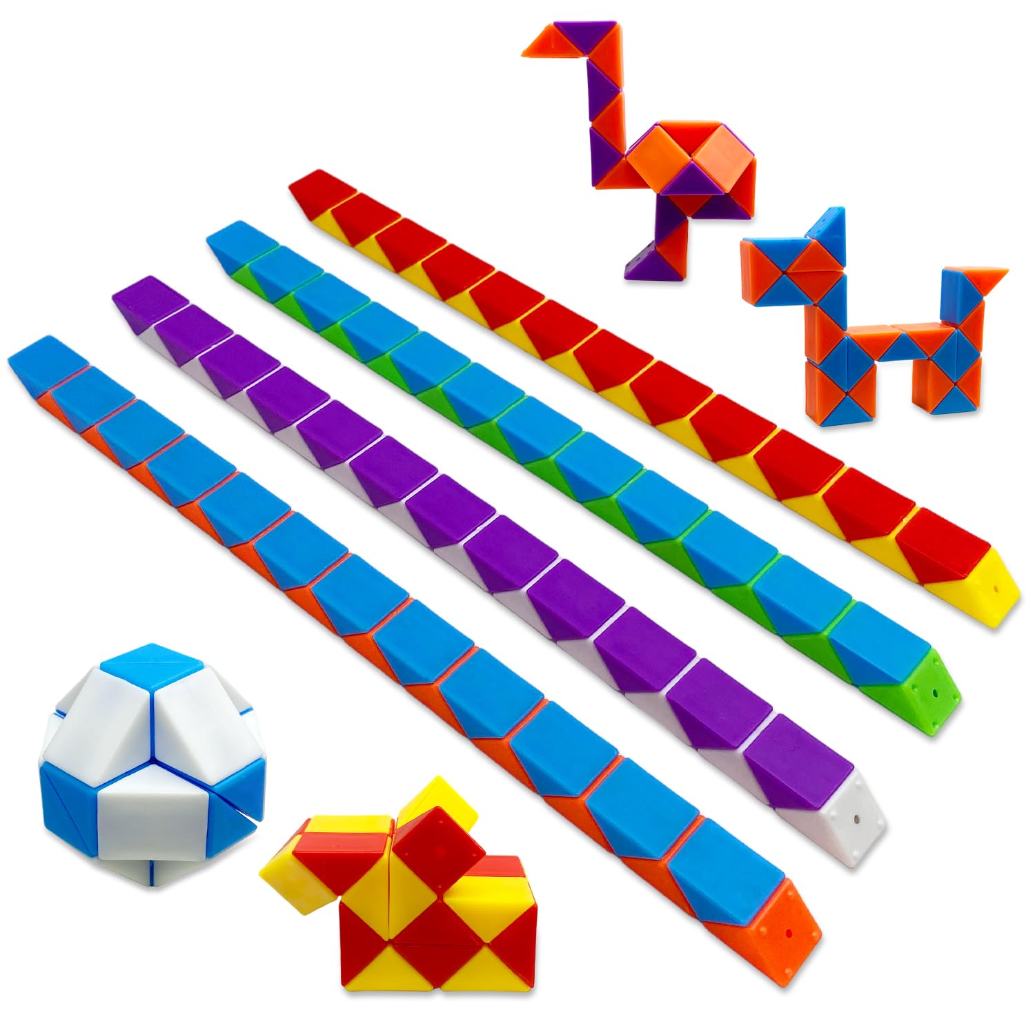 Yeefunjoy 12pcs Magic Snake Cube, 24 bloki Twist Puzzle Fidget zabawki dla dziecięcych toreb imprezowych wypełniaczy, gry puzzle 3D zabawki dla dzieci w wieku 5-12 lat Przyzwolenia partii