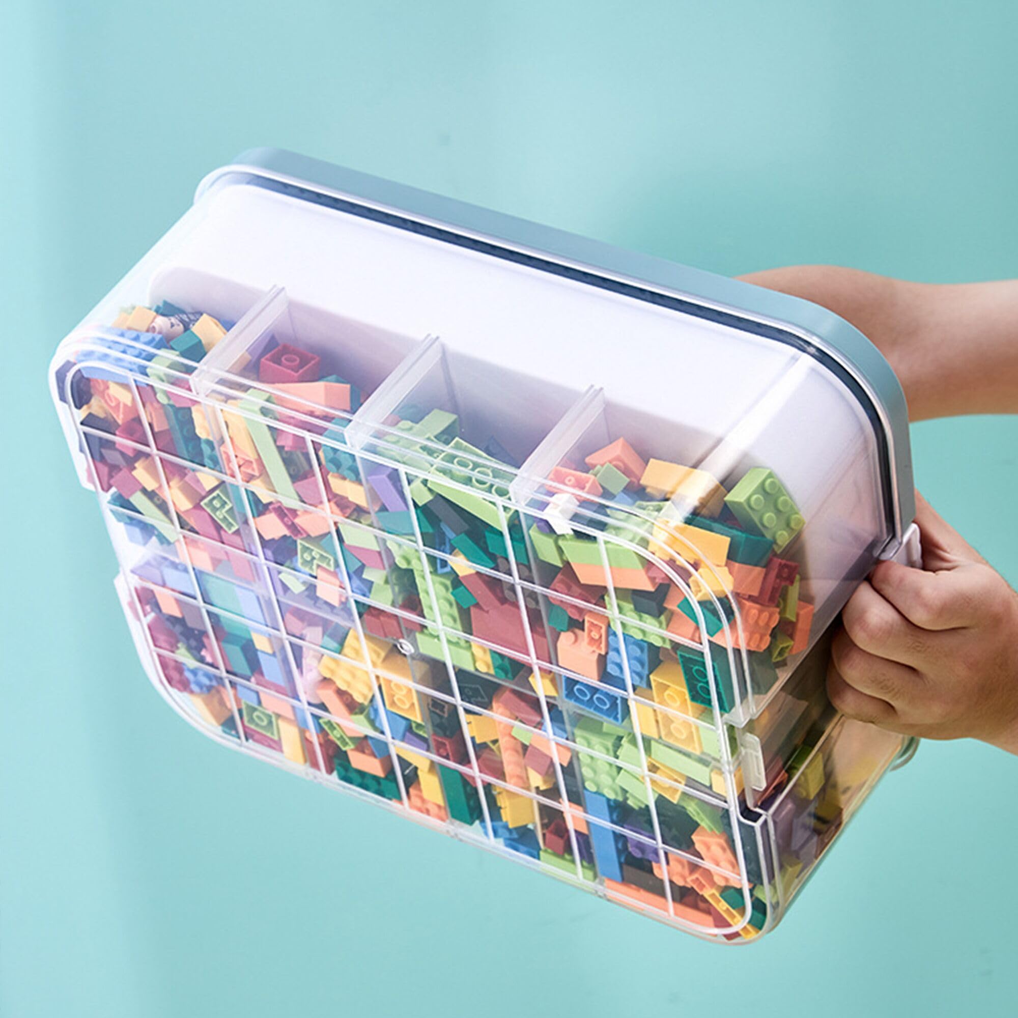 Caja de Almacenamiento para Niños con Tapa Bloques Construccion Niños Organizador para Lego Cajas Apilables Cajas Organizadoras para Piezas