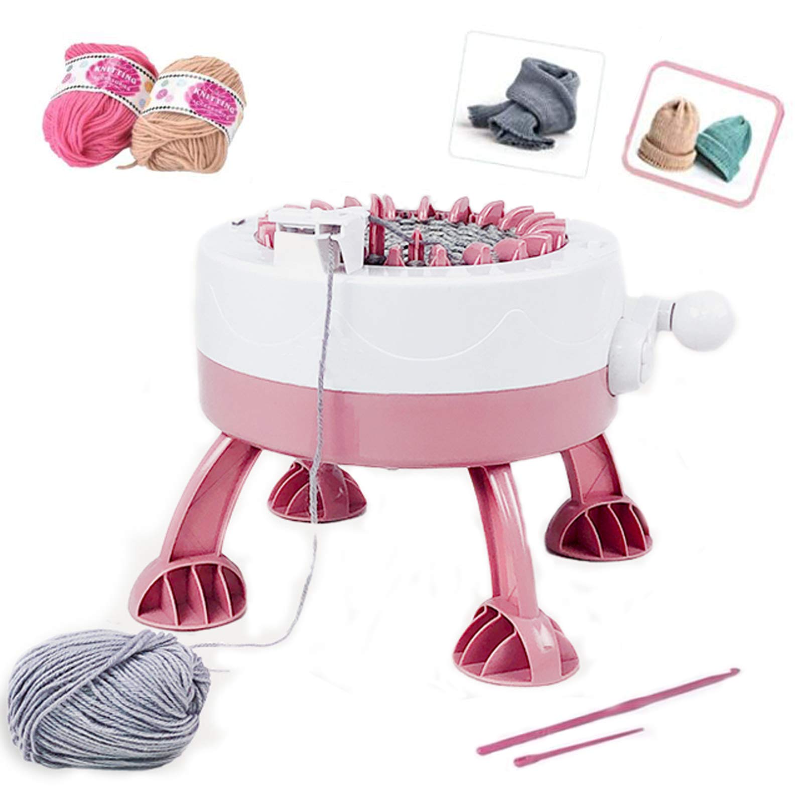 PureZoneA Knitting Machine,22 Needles Smart Weaving Knitting Round Loom Machine, Multifunctional Knitting Rotating Double Knit Loom Machine Kit for Adults/Kids Gift DIY Knit Scarf Hat Sock (Brown)