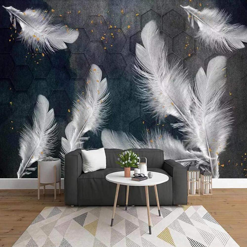 Papier peint personnalisé plume blanche 3D relief haut de gamme