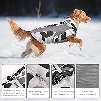 Vista 5 de FUAMEY Chaquetas de invierno para perros grandes, abrigo para perro con arnés integrado, trajes de nieve impermeables para perros, chaqueta cálida