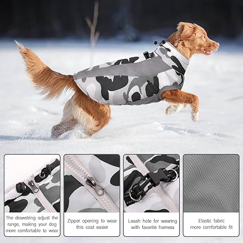 Miniatura 6 de FUAMEY - Abrigo de invierno para perro, chaqueta cálida con forro polar suave, impermeable, resistente al viento, chaleco de forro polar para perros