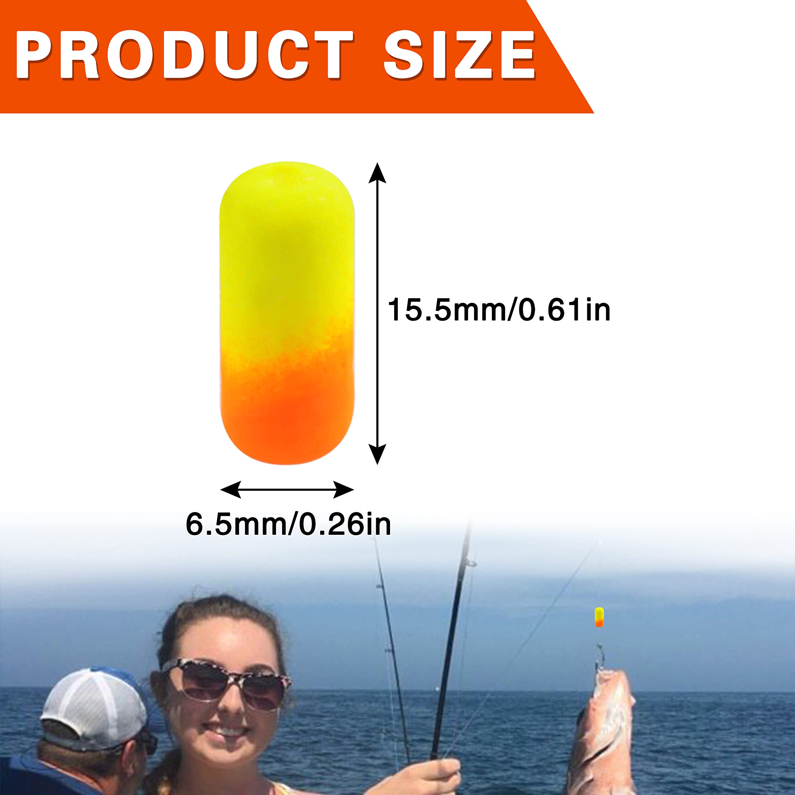 60 Pieces Fishing Rig Floats Pompano Floats Foam Floats Snell Oval Foam Floats Walleye Rig Lure Making Accessories Surf Fishing Foam Floats Crawler Harness Orange Yellow