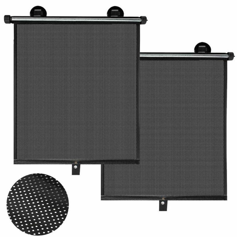 Lot de 2 Pare-Soleil Rétractables pour Fenêtre de Voiture - Latéral pour Bébé, Enroulable en PVC, Noir, Ajustement Universel